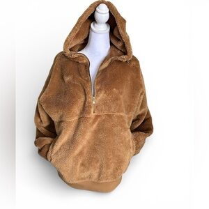 Old Navy Women’s  Teddy Bear Fuzzy Half-Zip Pullover Soft Cozy Tan Fleece XXL​